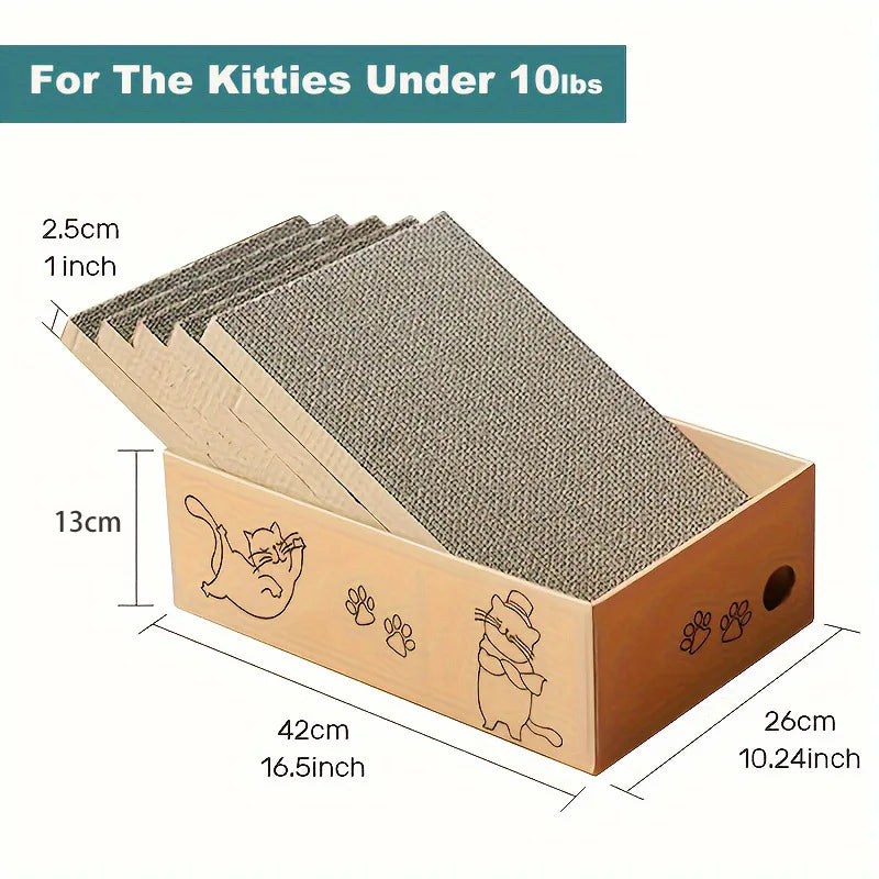 5pcs Corrugated Cardboard Cat Scratch Board Rectangular Double-Sided Scratching Nest Wear-Resistant Non Shedding All Universal