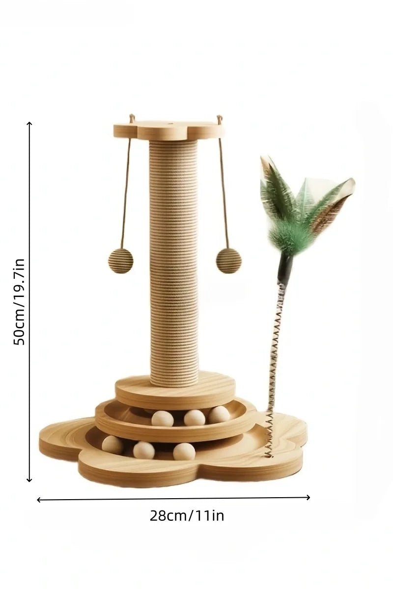 1pcs High-Quality Cat Scratch Board Rotating Platform - Wooden Fiber Chew Toy, Durable and Non Shedding Cat Tree Stand, Vertical
