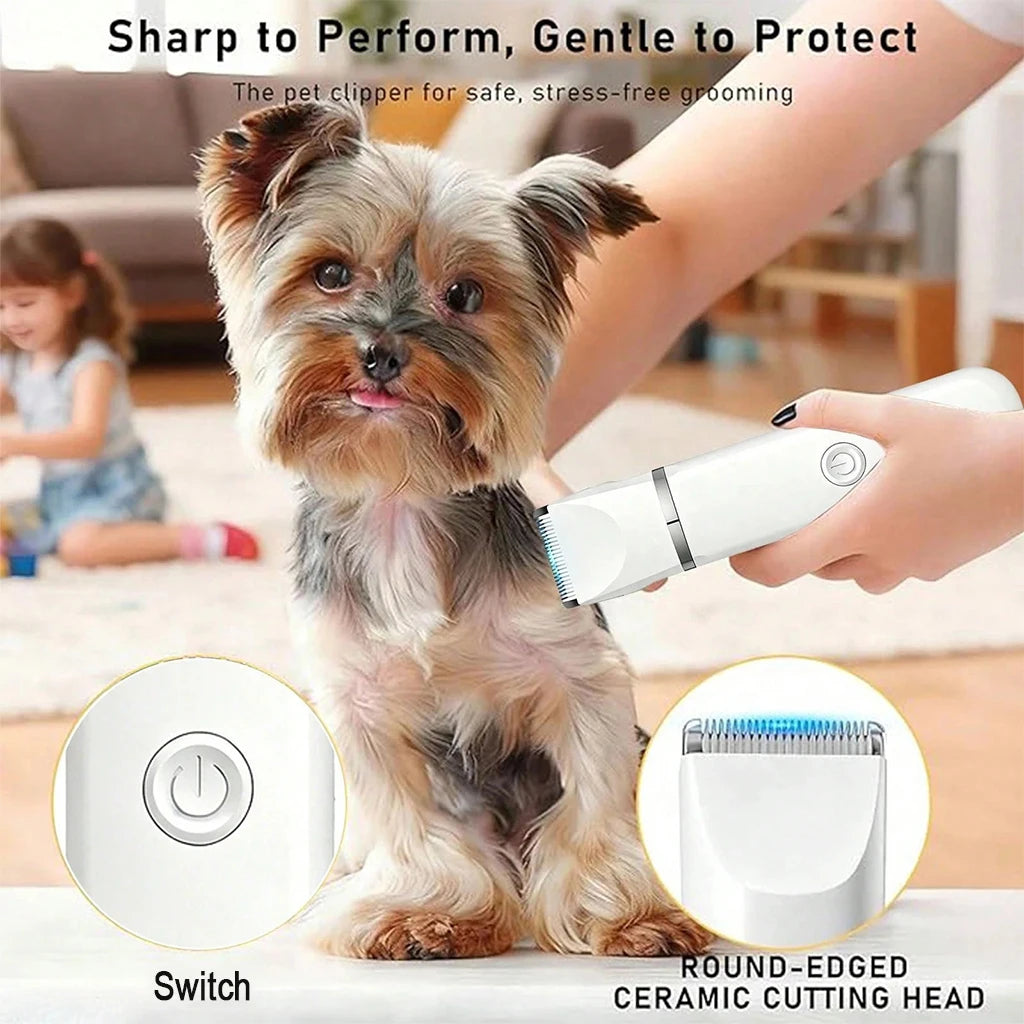 4-in-1 Pet Hair Clipper Rechargeable Dog Cat Trimmer Kit Cordless Electric Grooming Shaver with Comb Guide for Puppy Kitten