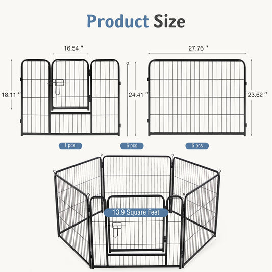 JHK 6 Panels Metal Dog Playpen Pet Fence 24 Inch to 40 Inch Foldable Large Dog Puppy Exercise for Yard Gate Camping Outdoor