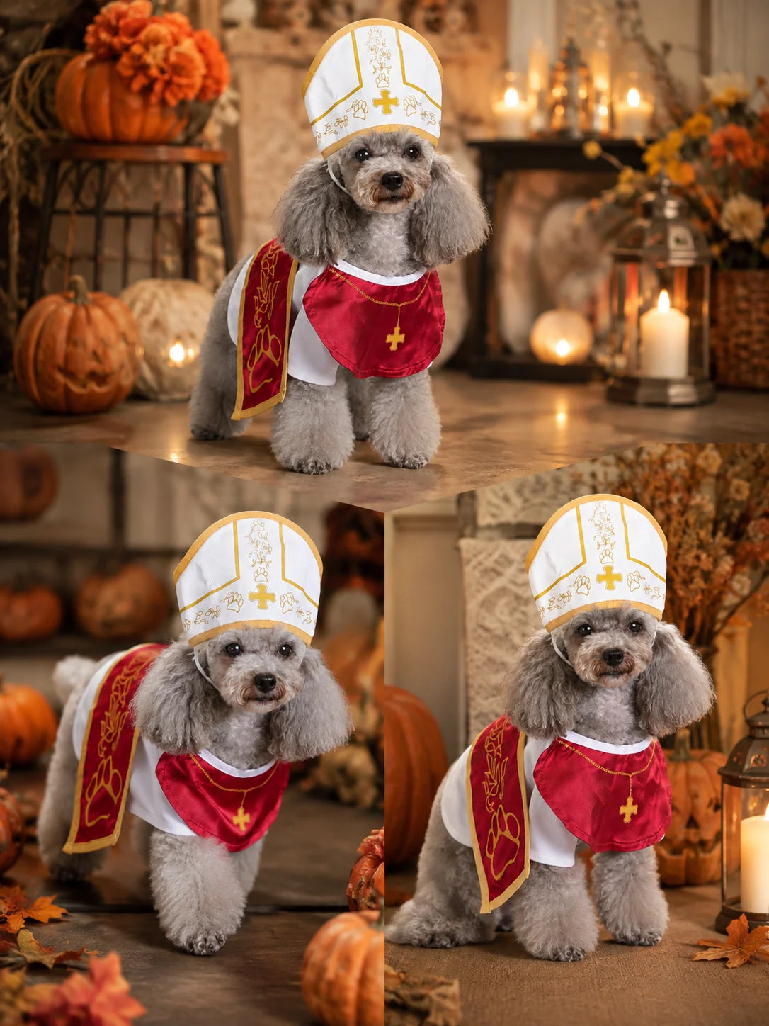 Lightweight Breathable Pet Cosplay Costume Set, For Small Medium Breed Dog Cat, Smooth Satin Fabric With Exquisite Printed Ornament, Pet Festival Dress‑up Outfit Cloak Suit, Fancy Holiday Apparel, Theme Party Props For Pet