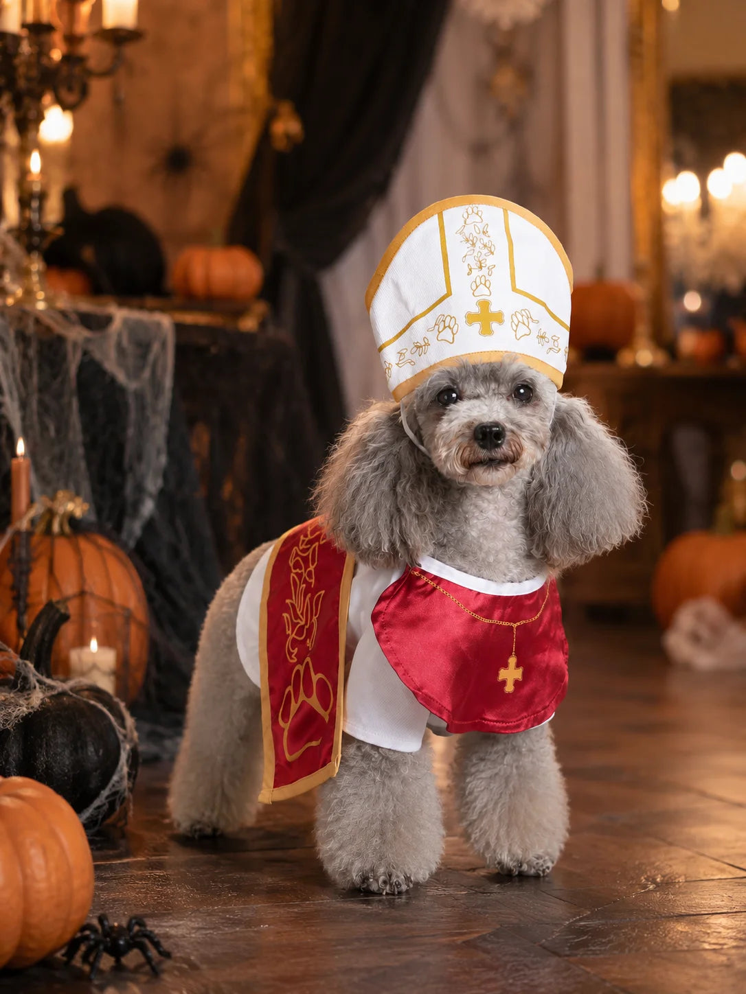 Lightweight Breathable Pet Cosplay Costume Set, For Small Medium Breed Dog Cat, Smooth Satin Fabric With Exquisite Printed Ornament, Pet Festival Dress‑up Outfit Cloak Suit, Fancy Holiday Apparel, Theme Party Props For Pet