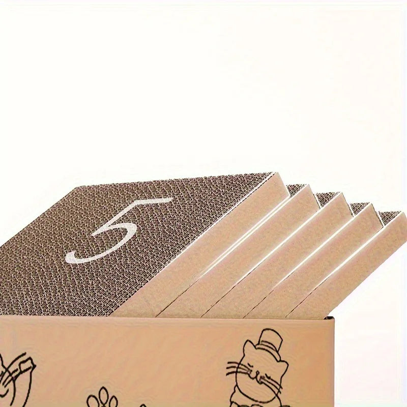 5pcs Corrugated Cardboard Cat Scratch Board Rectangular Double-Sided Scratching Nest Wear-Resistant Non Shedding All Universal
