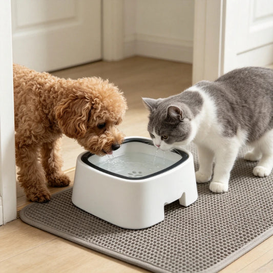 No Spill Pet Water Bowl Floating Insert Dog Cat Water Dispenser No Wet Mouth Beard Anti‑Overflow Splash‑Proof Pet Drinking Bowl for Small Medium Large Pets