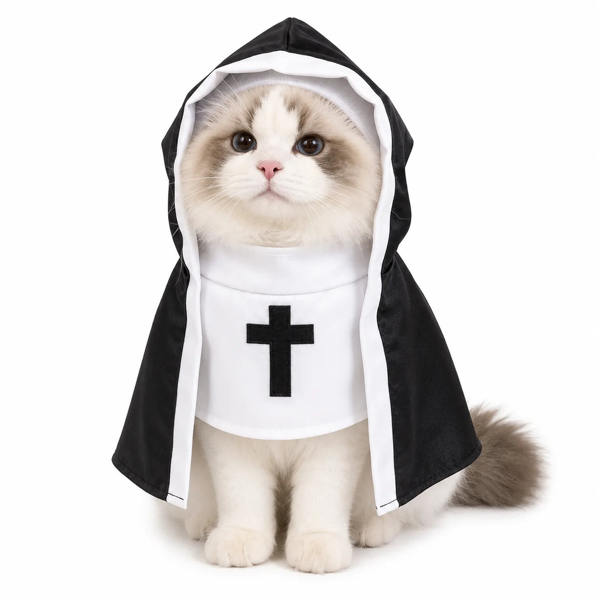 Lightweight Comfortable Pet Cosplay Hooded Cape Outfit, For Small Medium Cats Dogs, Smooth Satin Fabric With Embroidered Cross Pattern, Pet Halloween Costume Cloak, Festival Dress‑up Apparel, Theme Party Props For Cosplay G
