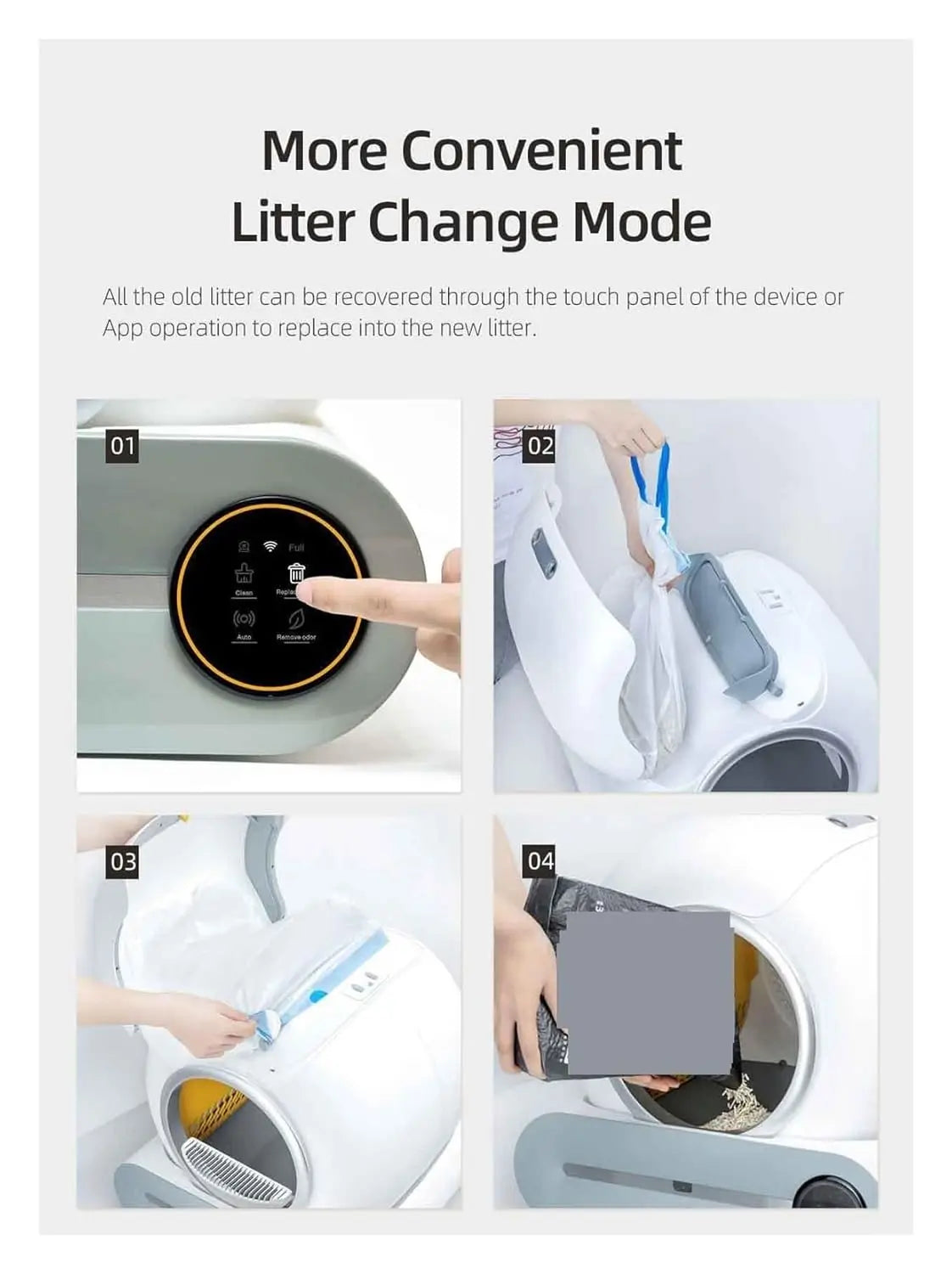 Cat Litter Box, 9L Self-Cleaning Cat Litter Box App Control, ONLY Supports 2.4G WiFi W/Litter Mat&Trash Bags, Fit, Customized