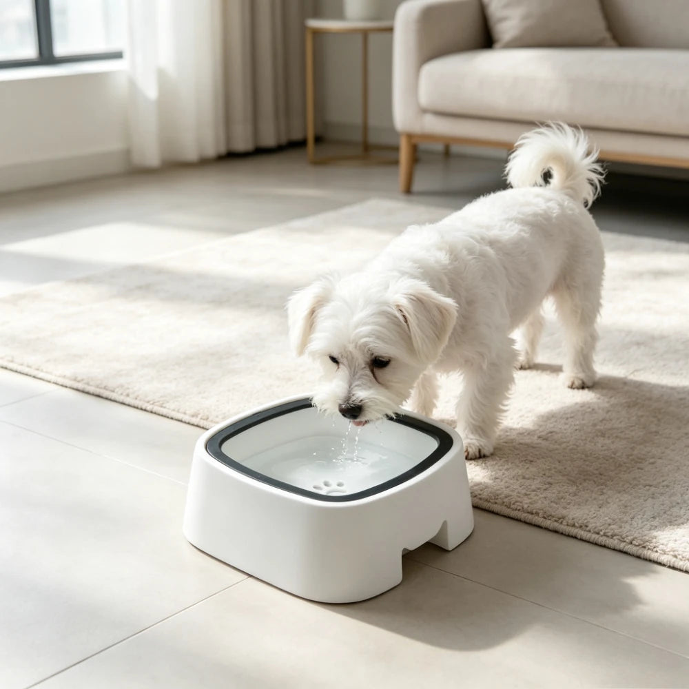 No Spill Pet Water Bowl Floating Insert Dog Cat Water Dispenser No Wet Mouth Beard Anti‑Overflow Splash‑Proof Pet Drinking Bowl for Small Medium Large Pets
