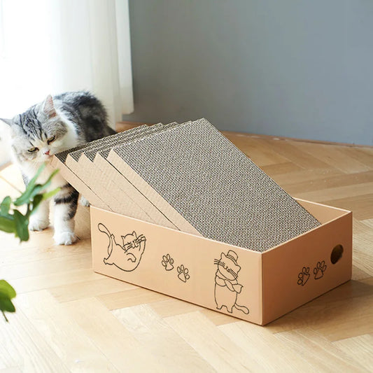 5pcs Corrugated Cardboard Cat Scratch Board Rectangular Double-Sided Scratching Nest Wear-Resistant Non Shedding All Universal