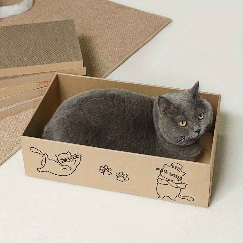 5pcs Corrugated Cardboard Cat Scratch Board Rectangular Double-Sided Scratching Nest Wear-Resistant Non Shedding All Universal