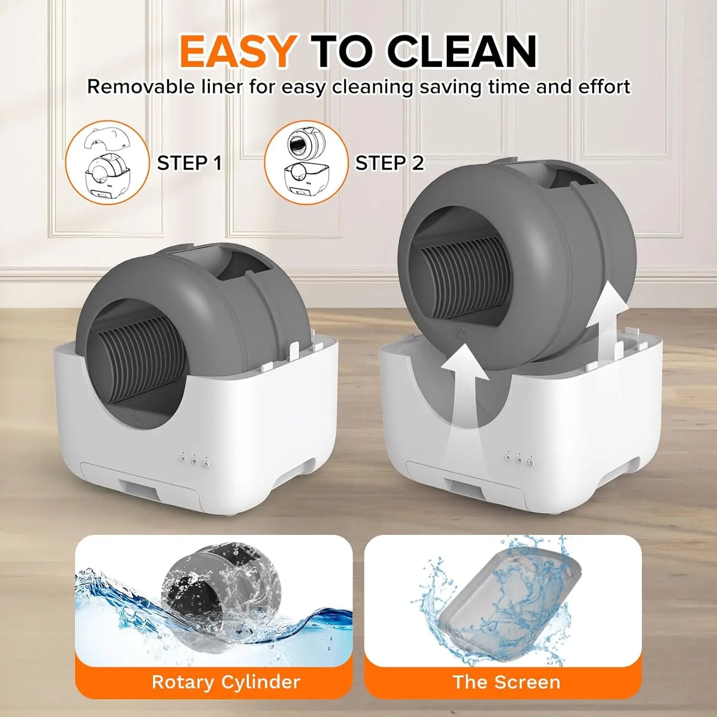 Self Cleaning Litter Box, 76L Automatic Cat Litter Box Self Cleaning for Multiple Cats, APP Control Safe Low Noise, Customized